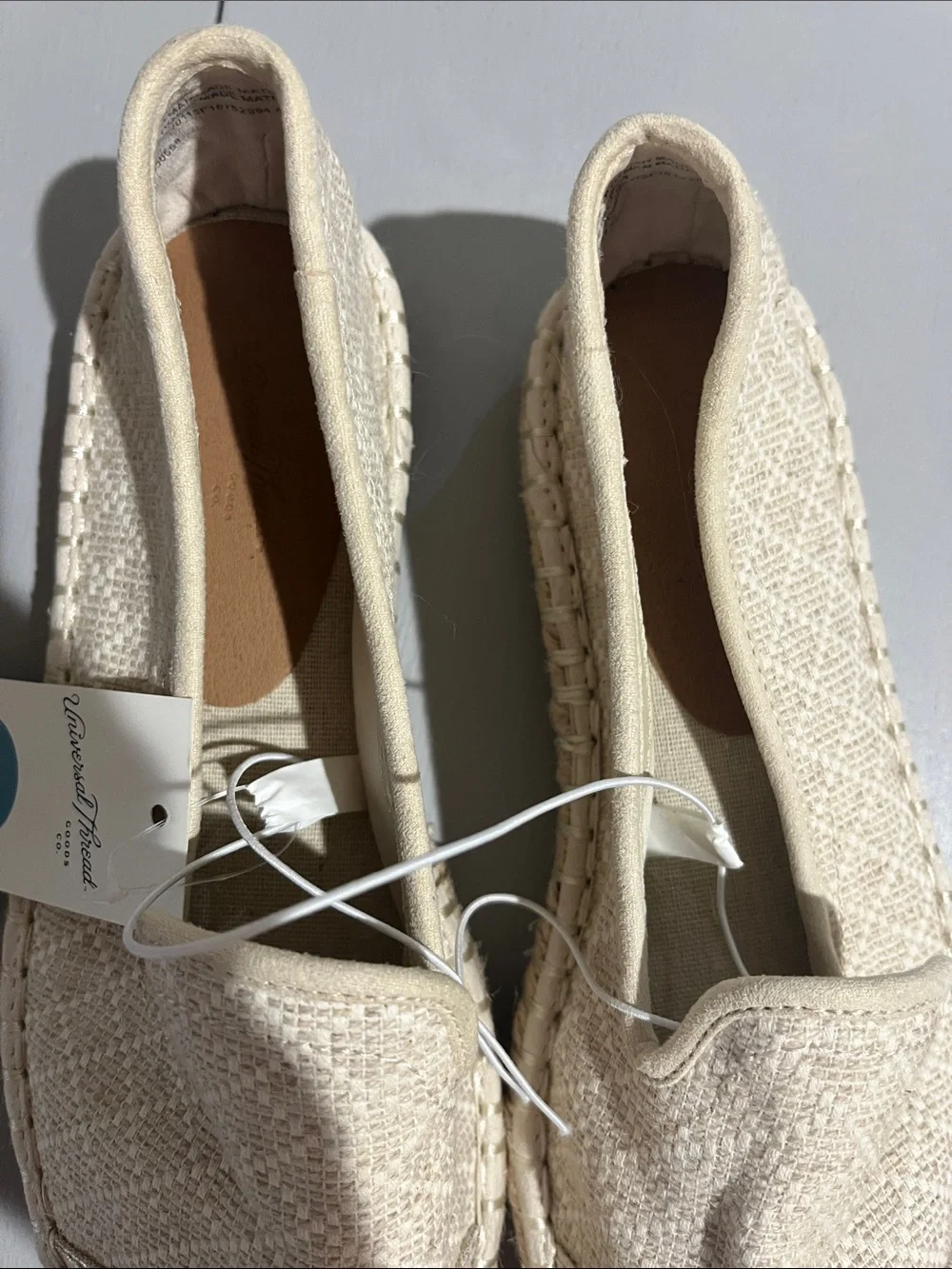 Universal Thread Cream Woven Espadrille Loafers with Metallic Toe